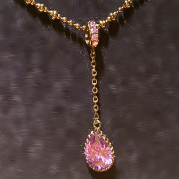 Drop Down Purple Stone Necklace - Picture 2 of 2